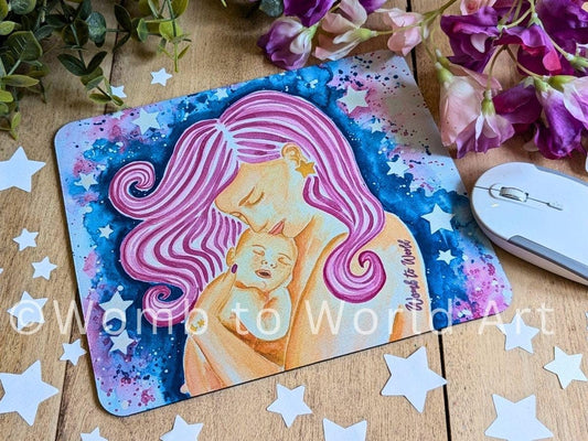 Mother and Baby Art Mouse Mat Desk Pad | Midwife Gift Ideas | Motherhood Painting | Skin-to-skin | Student Midwife | Postnatal Doula