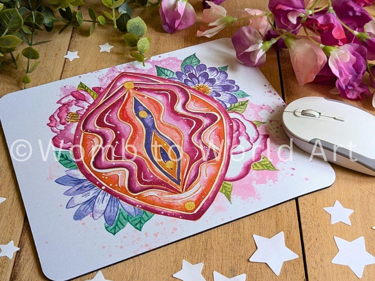 Yoni Art Mouse Mat | Midwife Desk Pad | Student Midwife Study Space | Womb Healer | Midwifery Gift | Vulva Art Birthkeeper