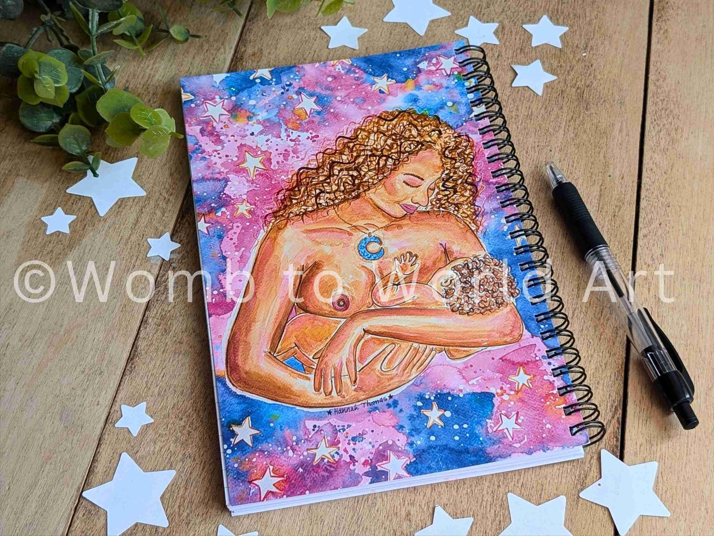Breastfeeding Art Notebook: Watercolor Mother Painting, Lactation Gift