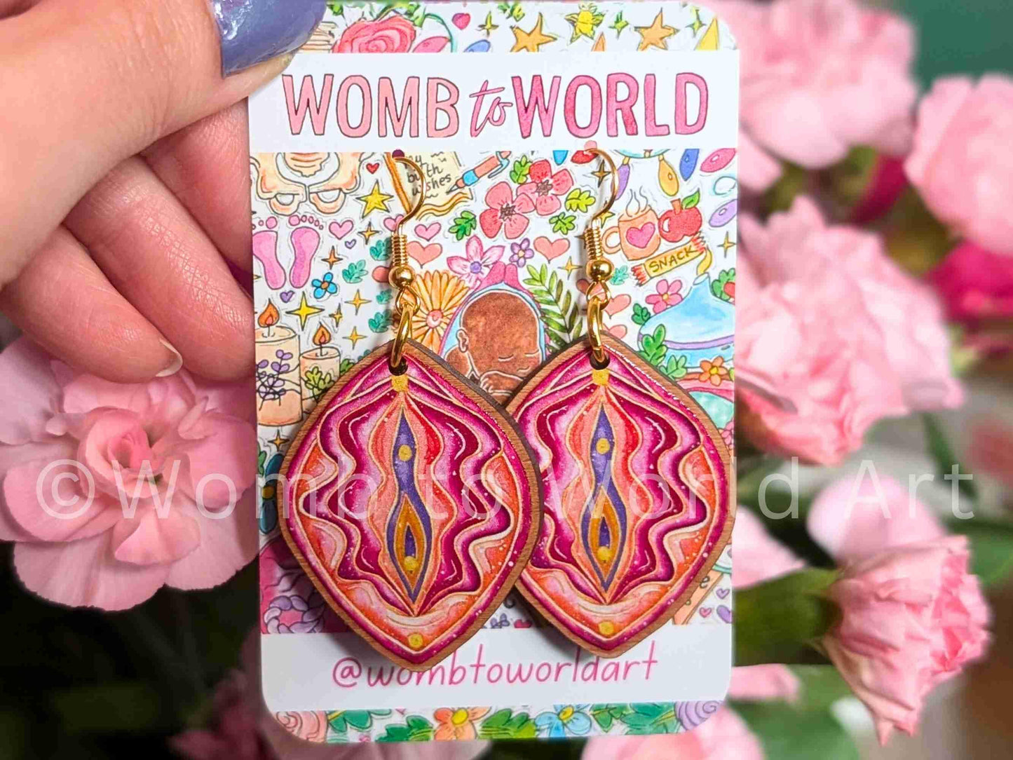 Yoni Art Earrings | Vulva Art | Womb Healing | Tantra | Divine Feminine | Midwife Earrings | Birthkeeper