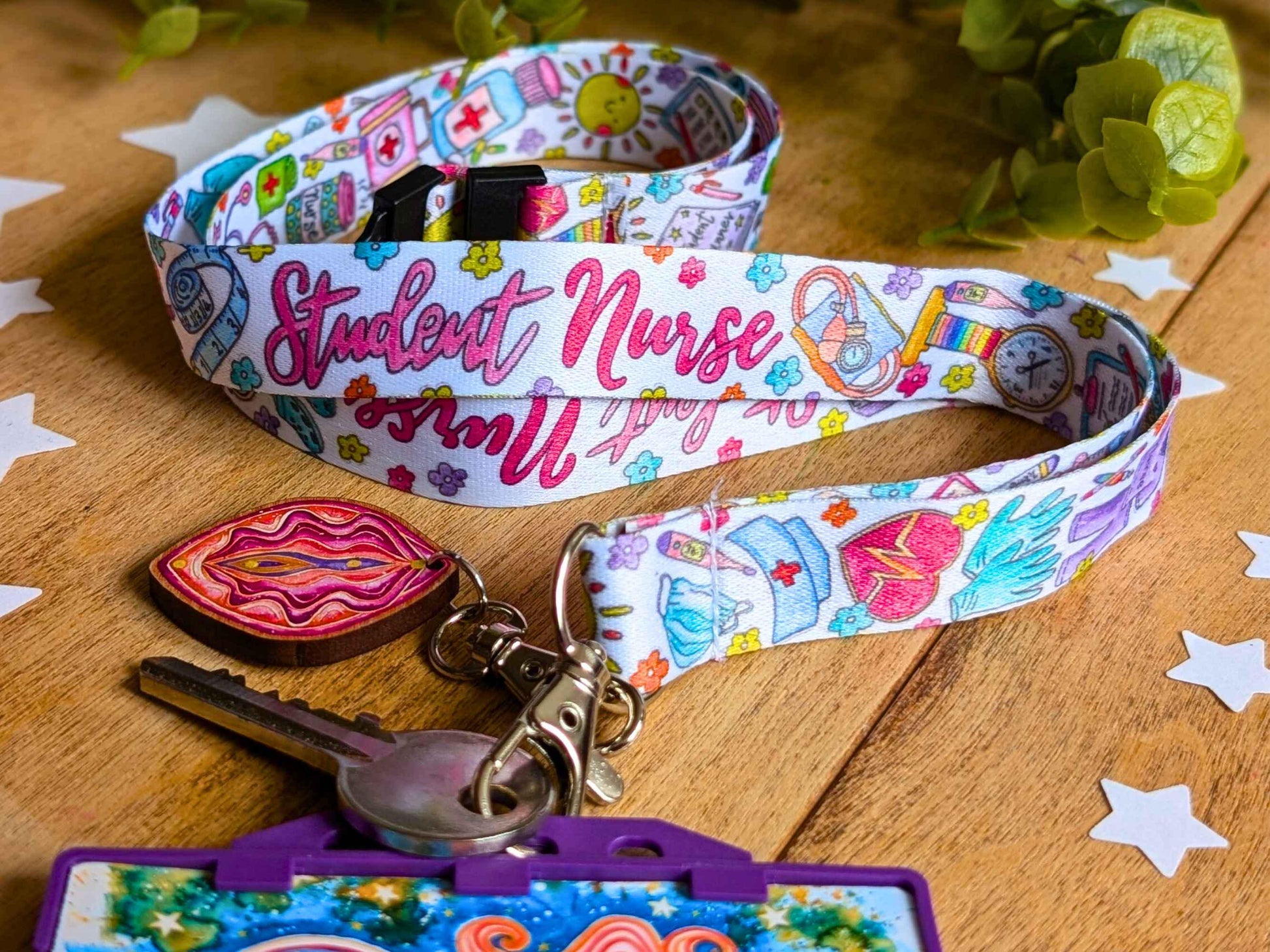 Student Nurse Lanyard: ID Badge Holder & Key Fob Watercolour