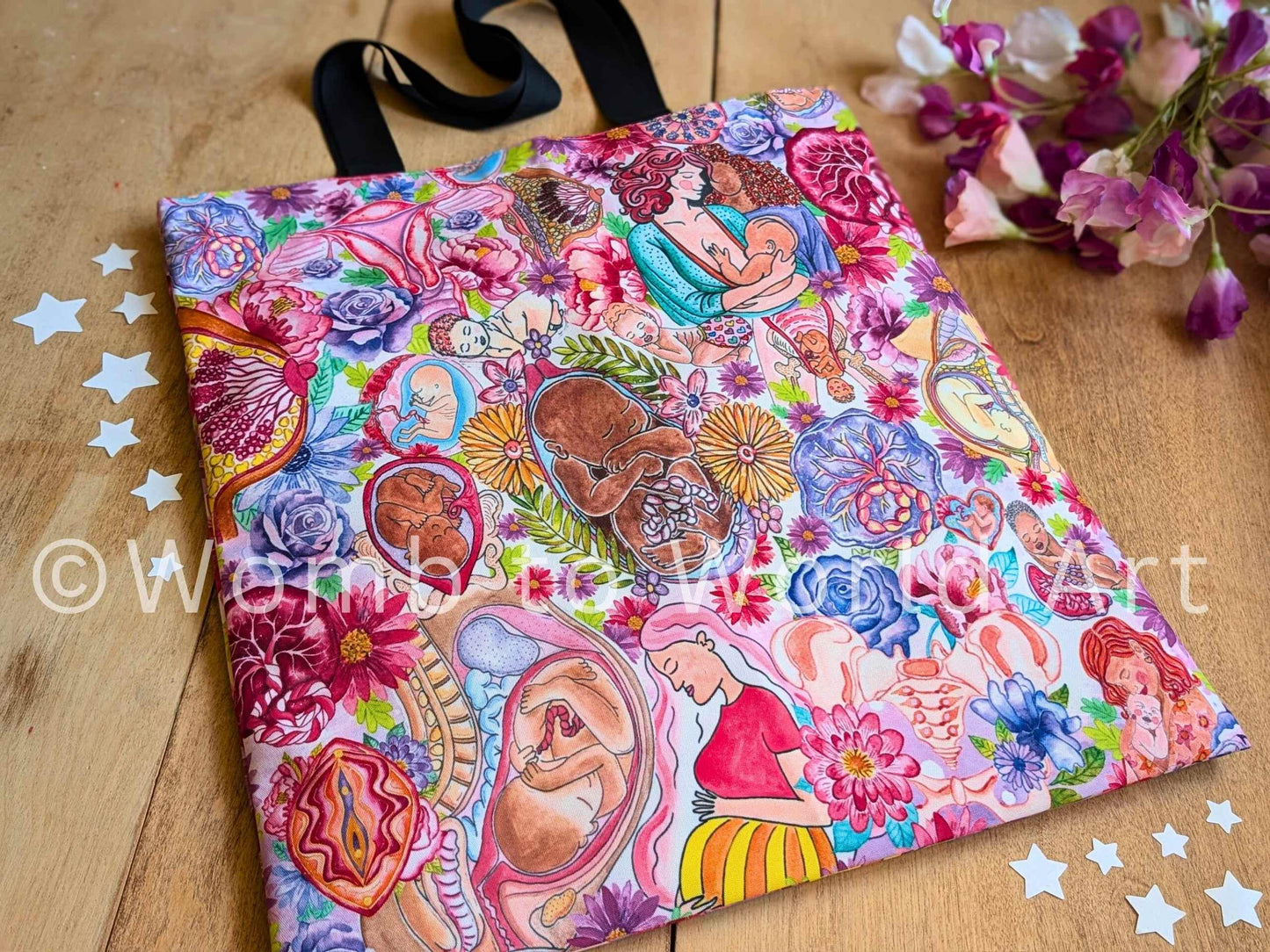 Pregnancy and Birth Art Bag | Womb to World Art | Doula | Antenatal | Student Midwife Gift Ideas | Breastfeeding | OBGYN Gift IBCLC