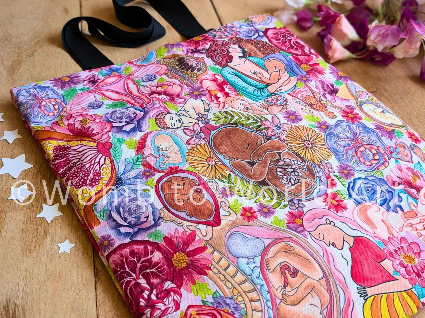 Pregnancy and Birth Art Bag | Womb to World Art | Doula | Antenatal | Student Midwife Gift Ideas | Breastfeeding | OBGYN Gift IBCLC