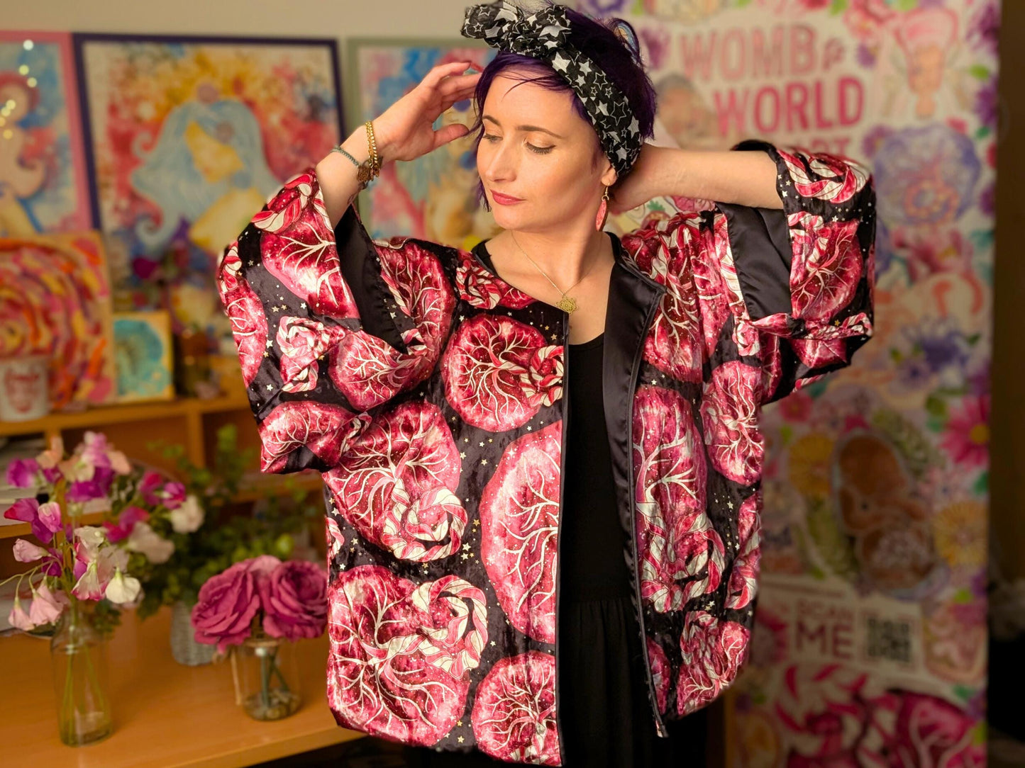 Placenta Kimono Top | Luxury Birth Worker Top | Midwife Gift | Antenatal Education OBGYN | Doula Tops | Student Midwife | Placenta Art