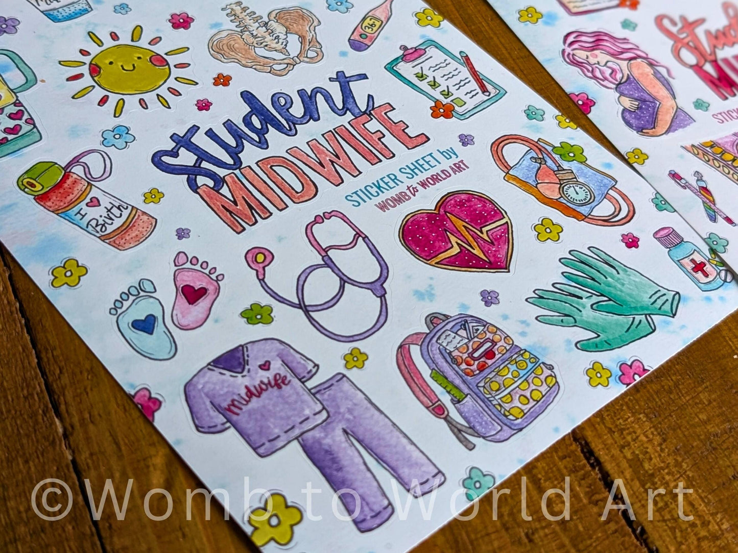 Student Midwife Vinyl Sticker Sheets 2 Pack