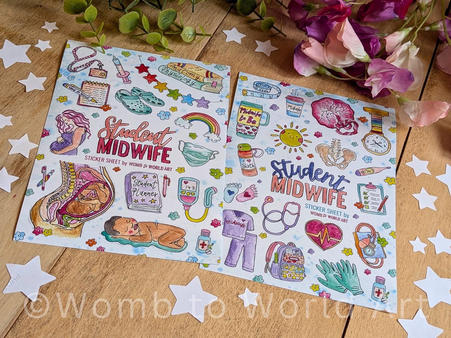 Student Midwife Vinyl Sticker Sheets 2 Pack