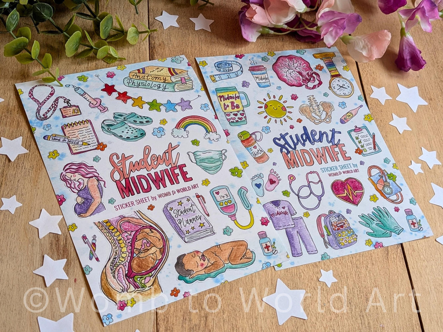 Student Midwife Vinyl Sticker Sheets 2 Pack