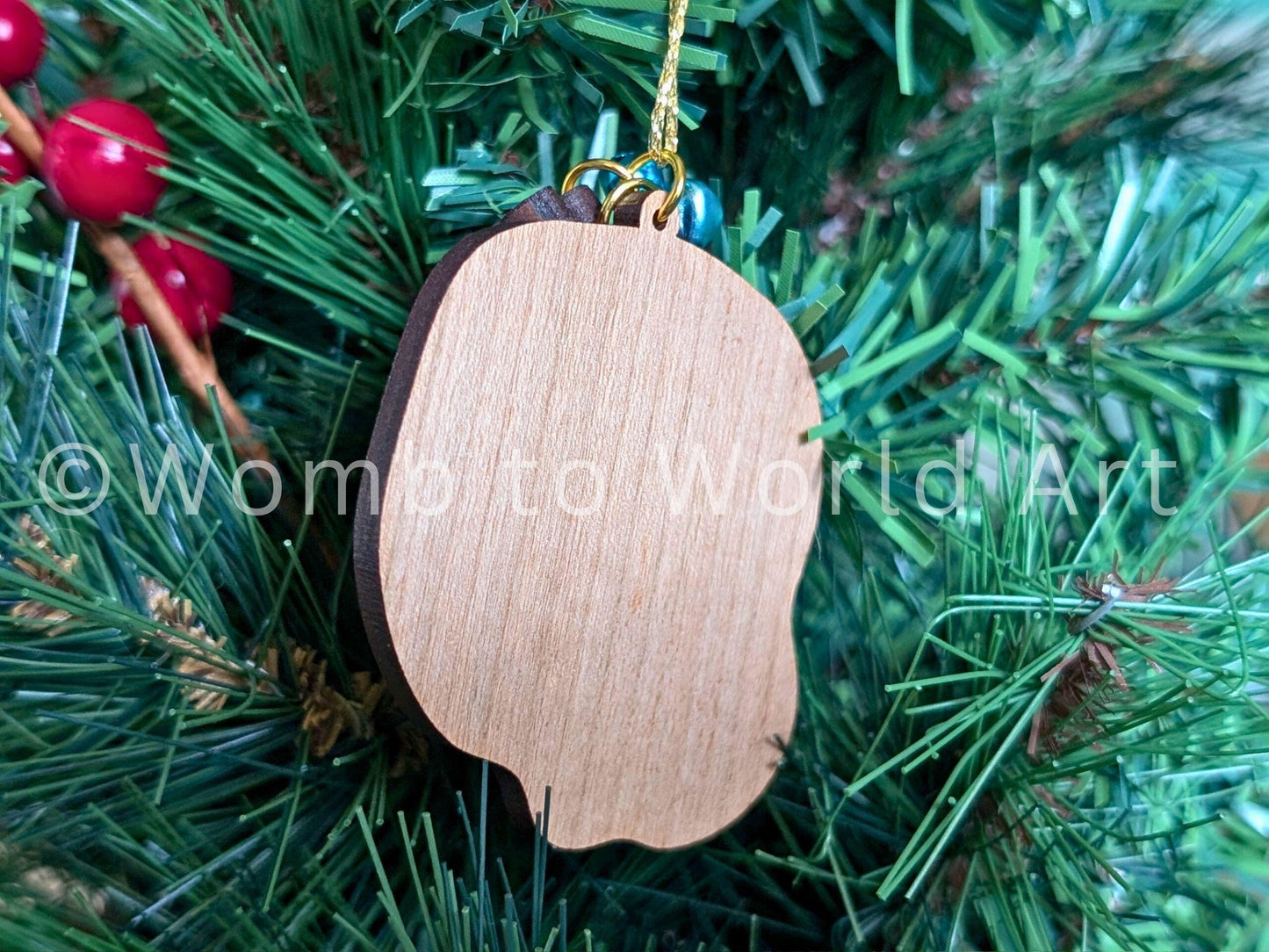 Placenta Christmas Tree Decorations | Wooden Hanging Birth Art Pendants | Student Midwife | Midwife Christmas Decoration
