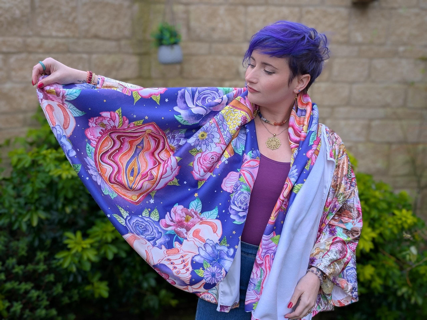 Yoni Art Scarf | Birth Worker Gift | Midwife Presents | Breast Art | Student Midwife Gift Ideas | Divine Feminine Art Blanket Scarf