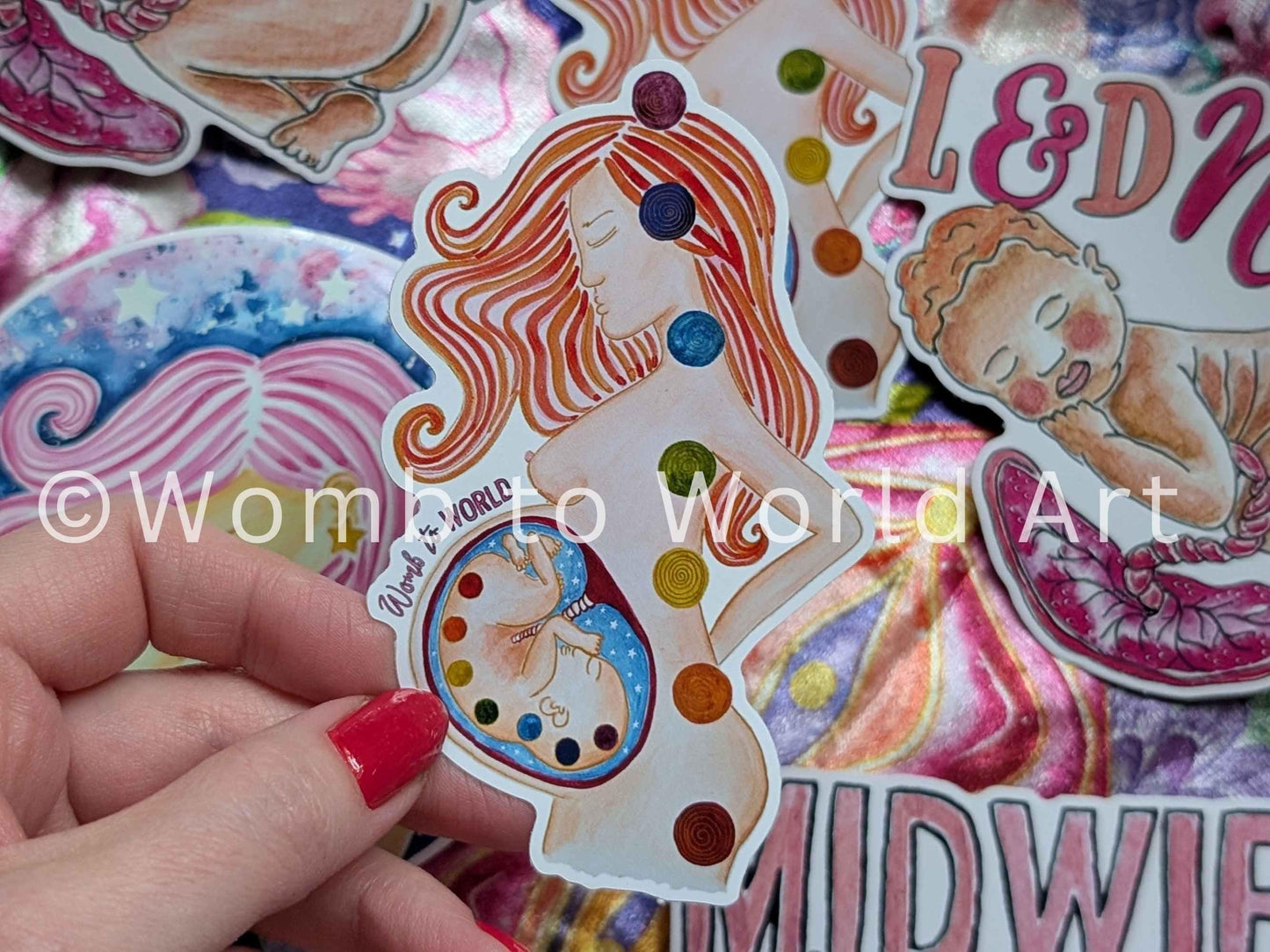 Chakras in the Womb 10cm Sticker | Baby in the Womb | Student Midwife Stickers | Doula Gifts | Womb to World Laptop Decals