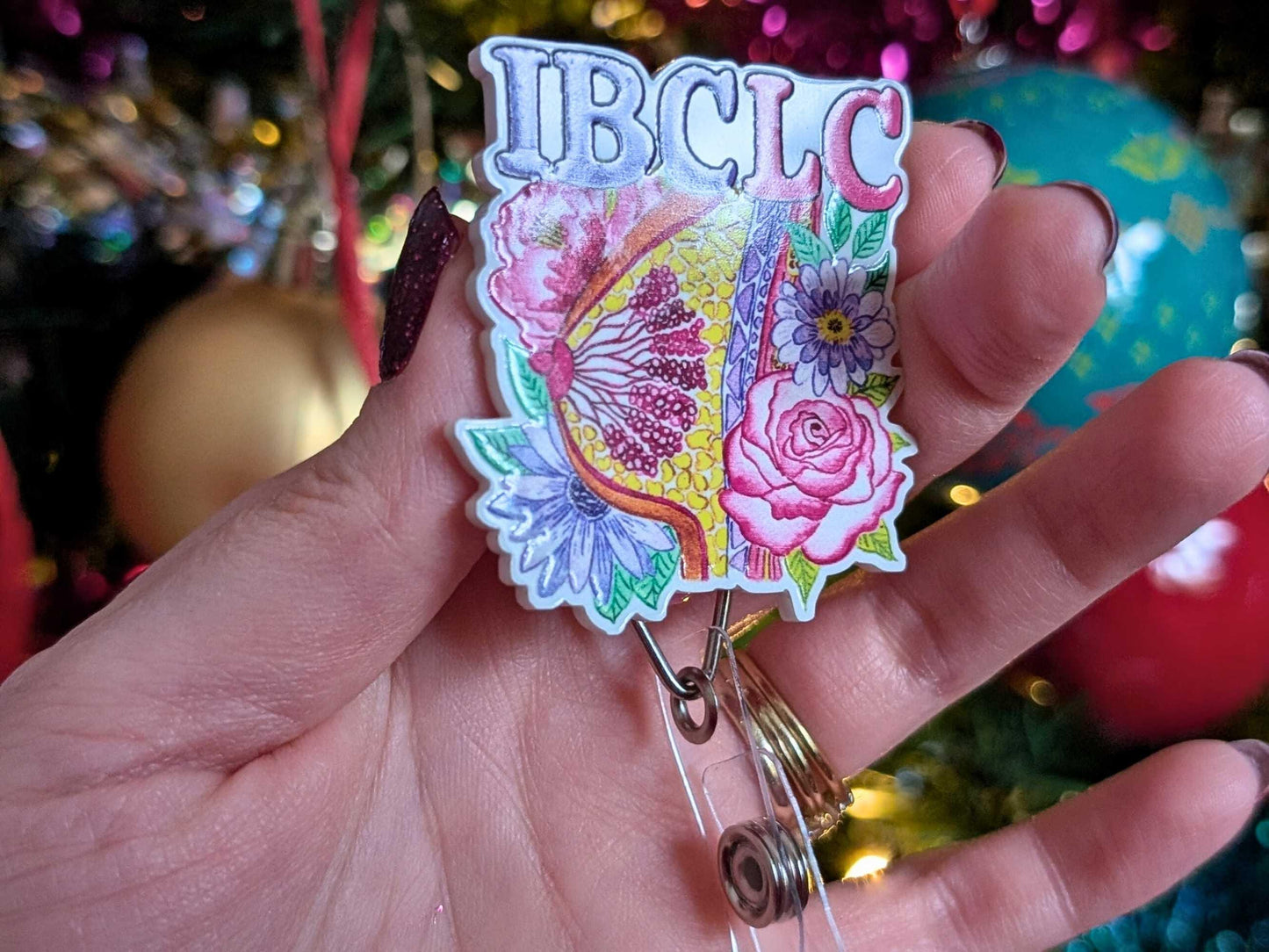 IBCLC Badge Reel: Watercolor Breast Art Lactation Consultant ID Holder