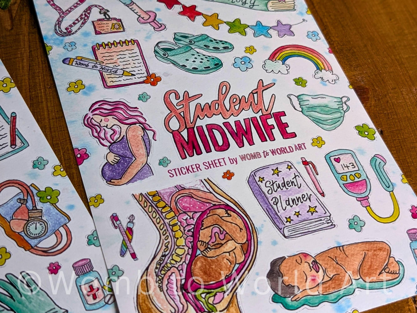 Student Midwife Vinyl Sticker Sheets 2 Pack