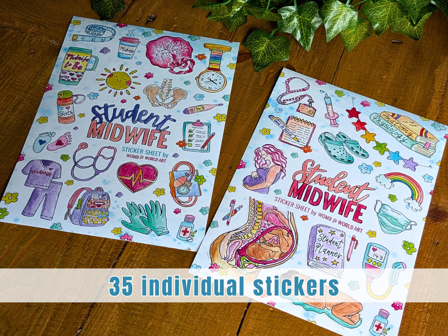 Student Midwife Vinyl Sticker Sheets 2 Pack