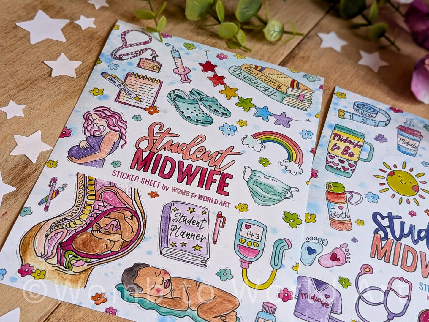 Student Midwife Vinyl Sticker Sheets 2 Pack