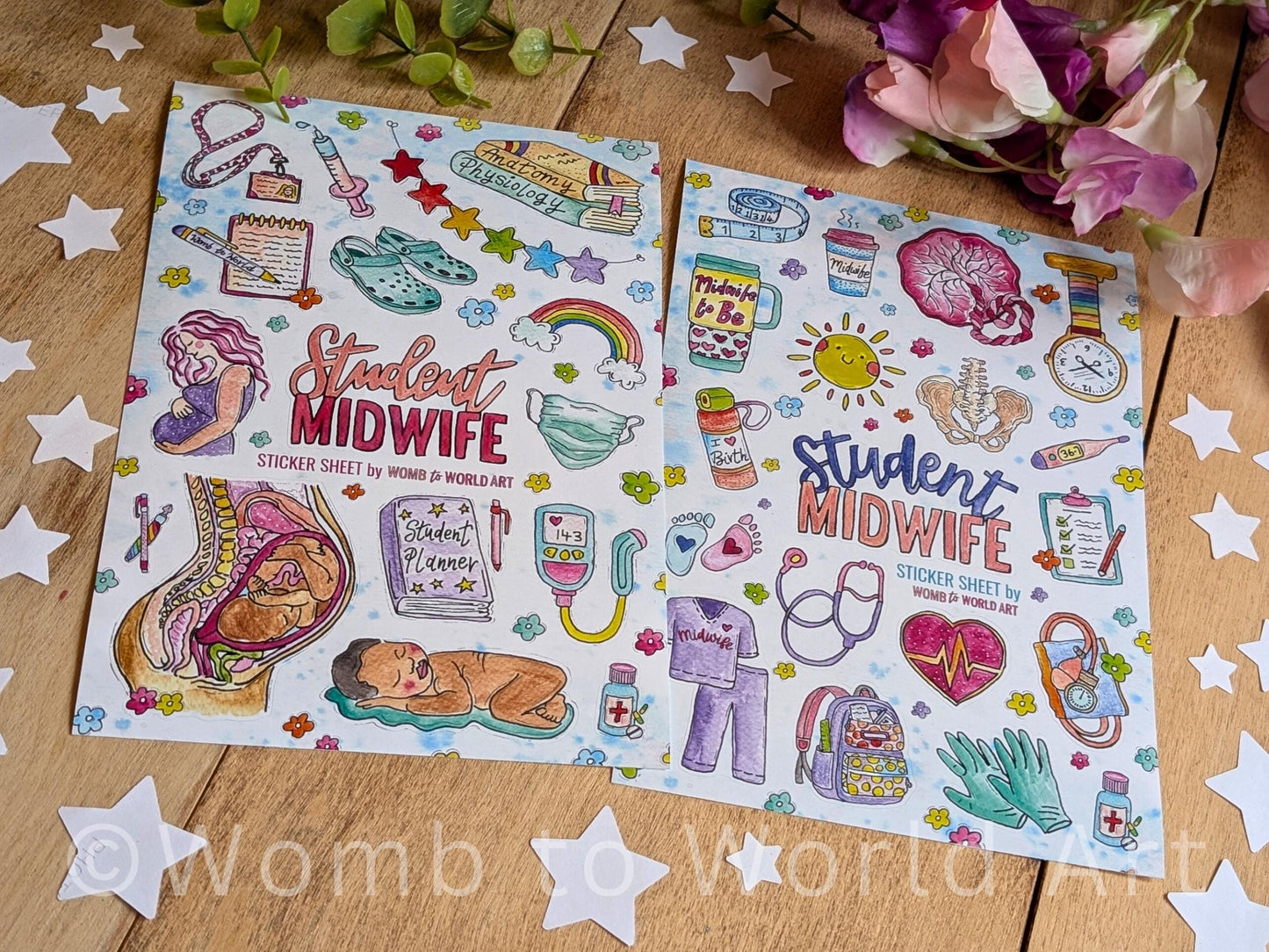 Student Midwife Vinyl Sticker Sheets 2 Pack