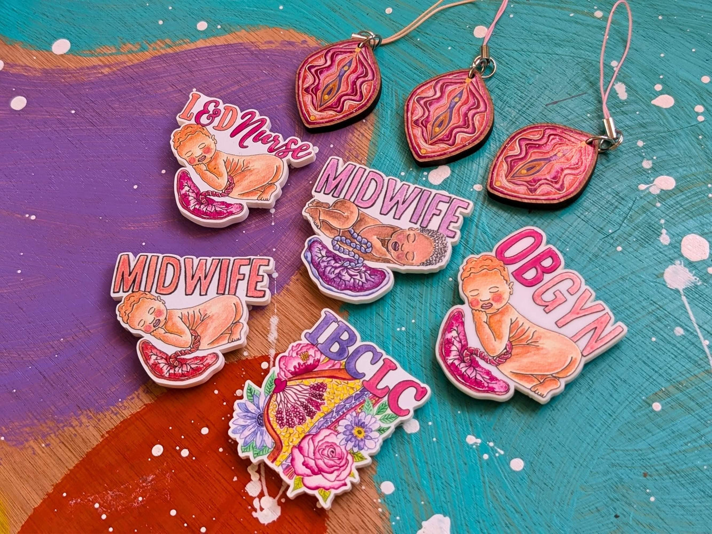 Phone Charm Yoni Art | Eco Vulva Phone or Bag Dongle | Midwifery Gift | Student Midwife Gift Ideas Mobile Charm