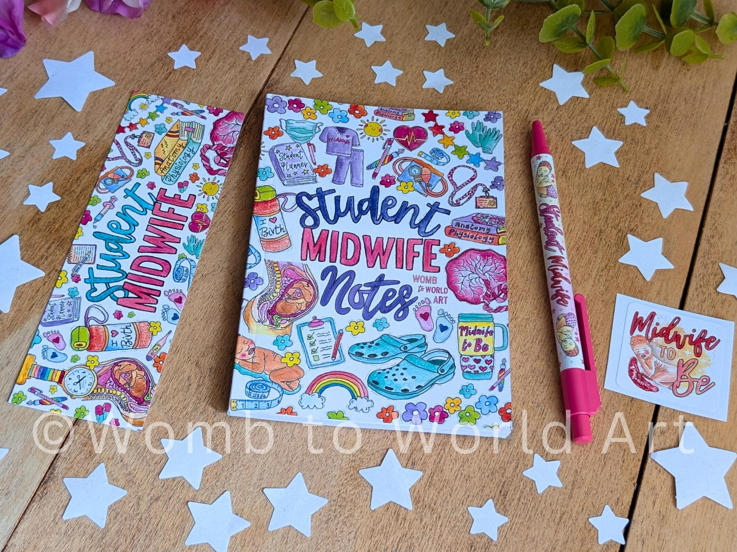 Student Midwife Essentials Pen & Notebook, Bookmark Sticker