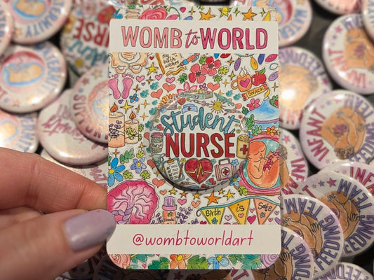 Student Nurse Badge: Watercolor Art Lanyard Pin