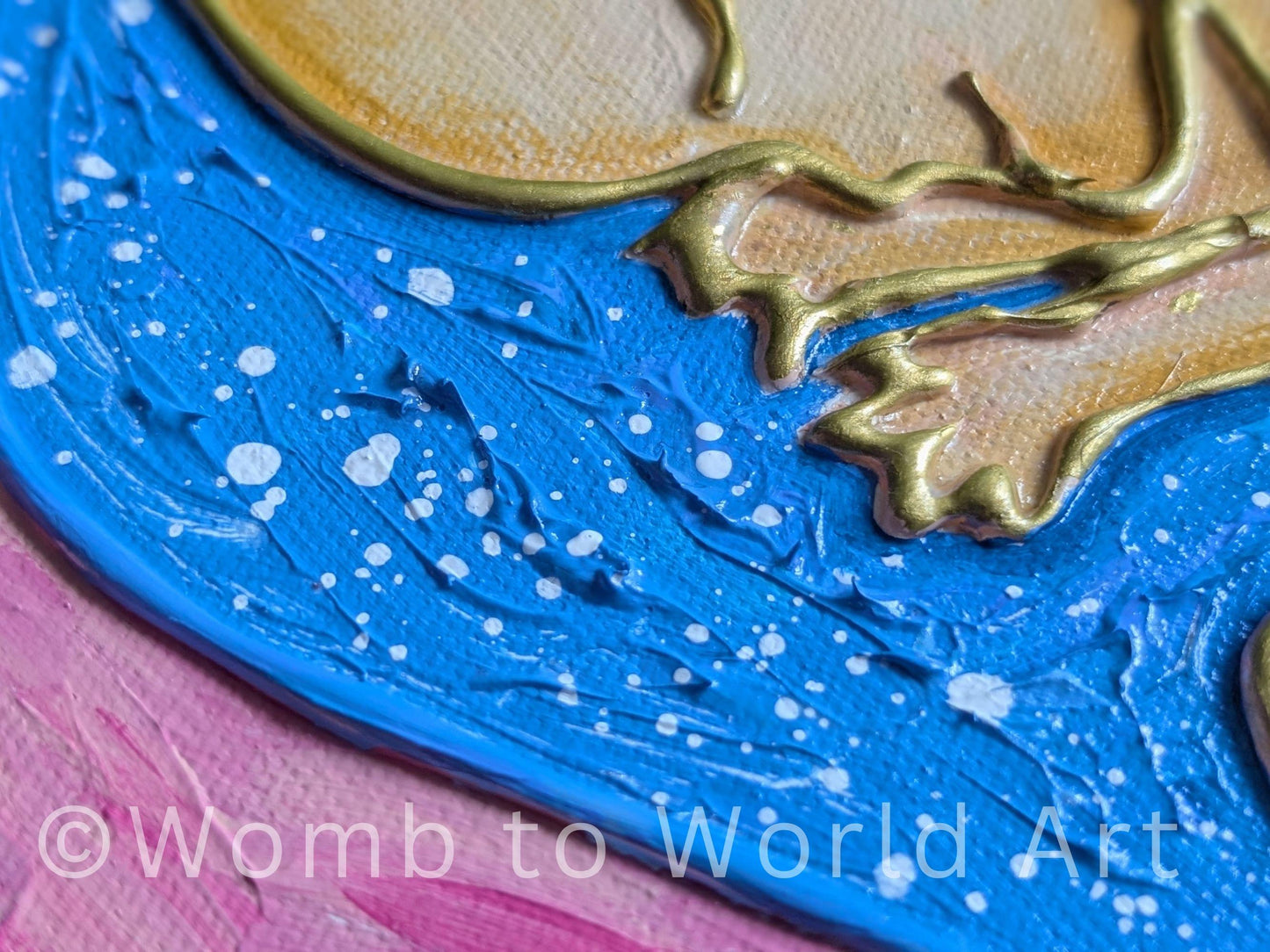 Baby in the Womb 3D Acrylic Canvas Painting | Circular Fetus Hot Glue Pregnancy Texture Art