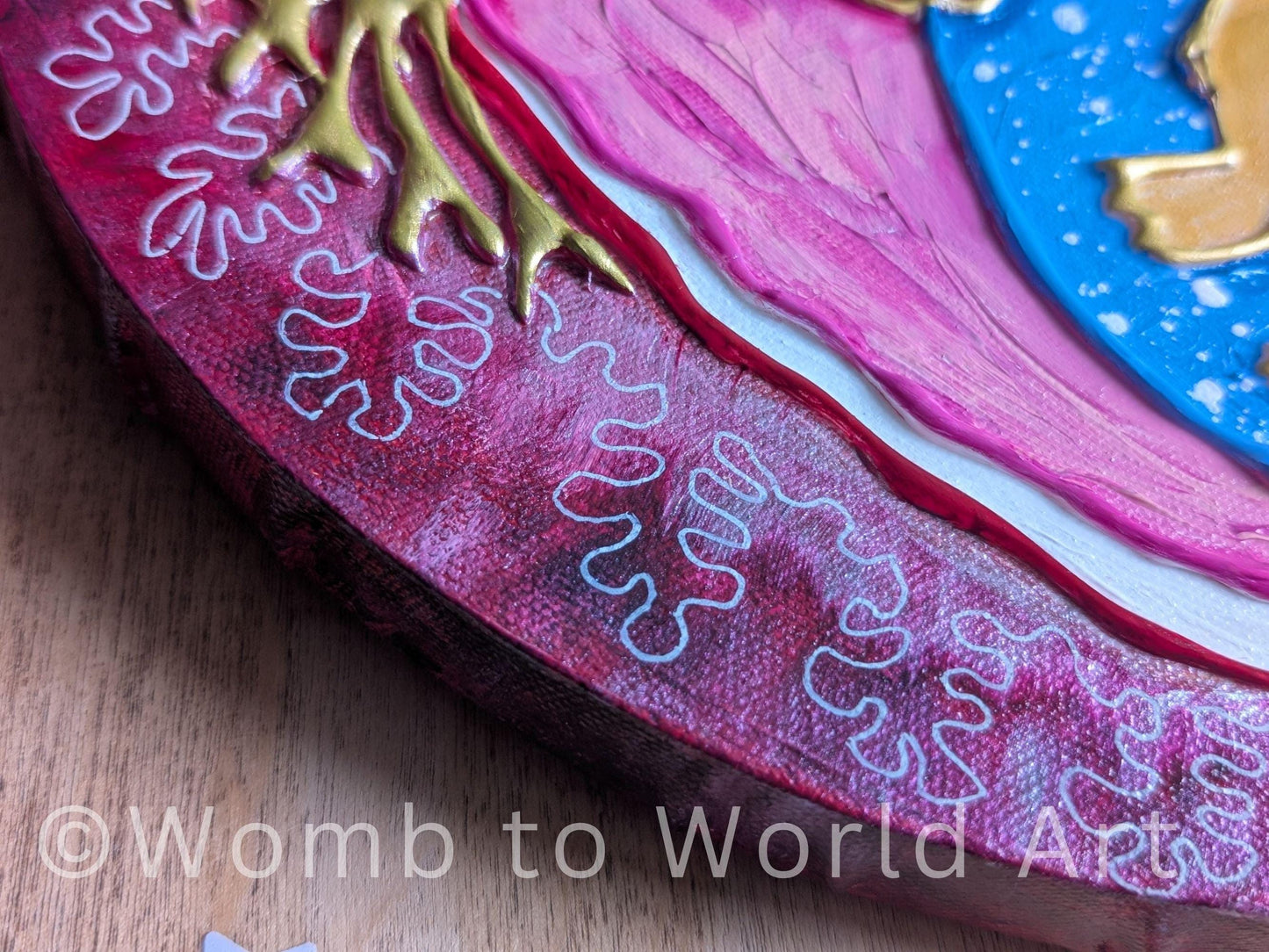 Baby in the Womb 3D Acrylic Canvas Painting | Circular Fetus Hot Glue Pregnancy Texture Art