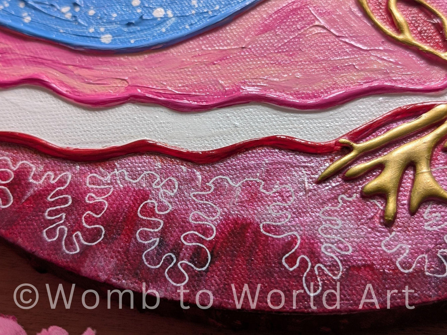 Baby in the Womb 3D Acrylic Canvas Painting | Circular Fetus Hot Glue Pregnancy Texture Art