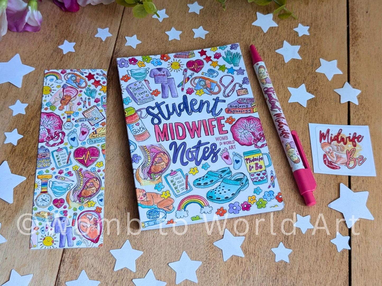 Student Midwife Essentials Pen & Notebook, Bookmark Sticker