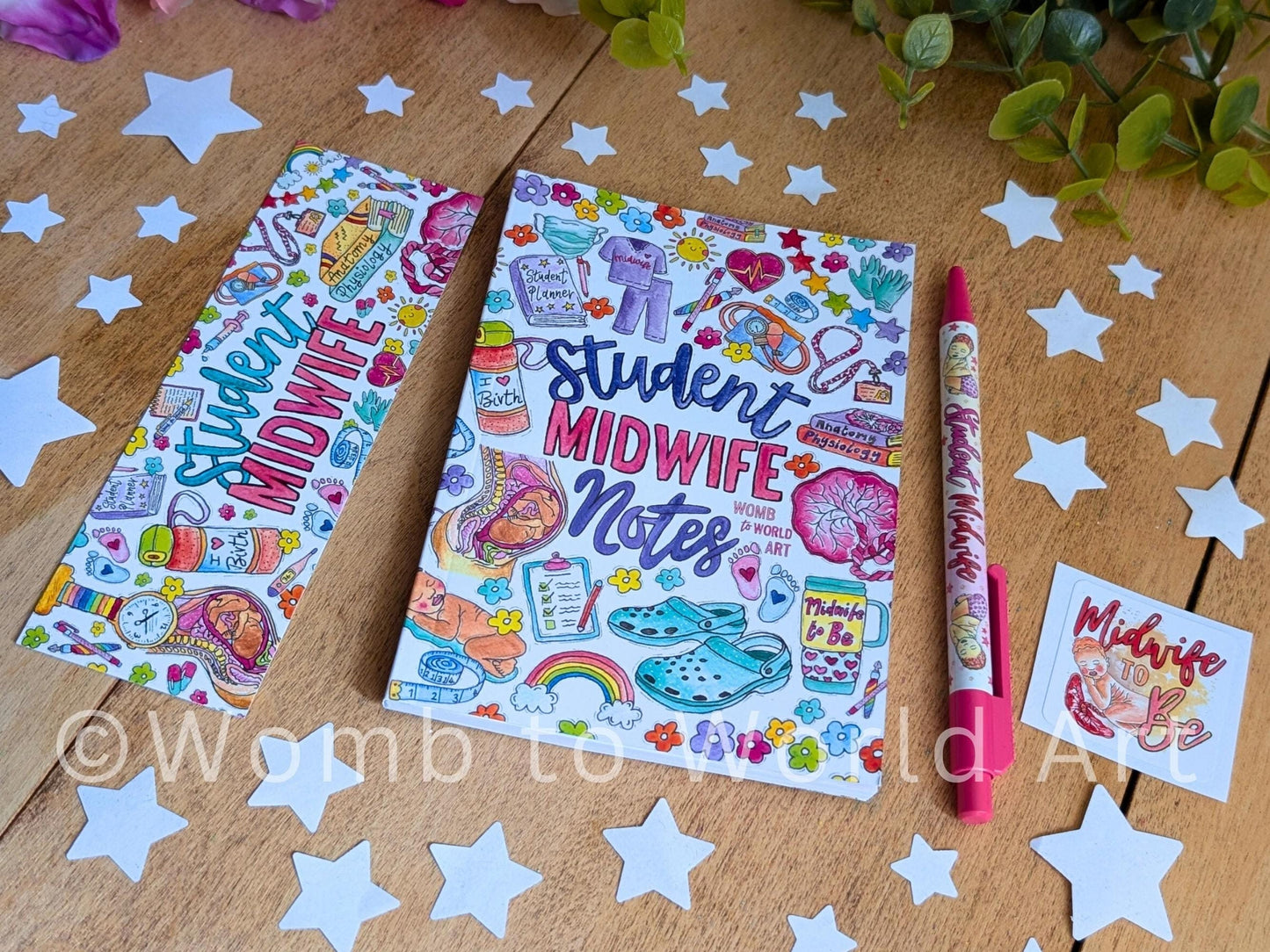 Student Midwife Essentials Pen & Notebook, Bookmark Sticker