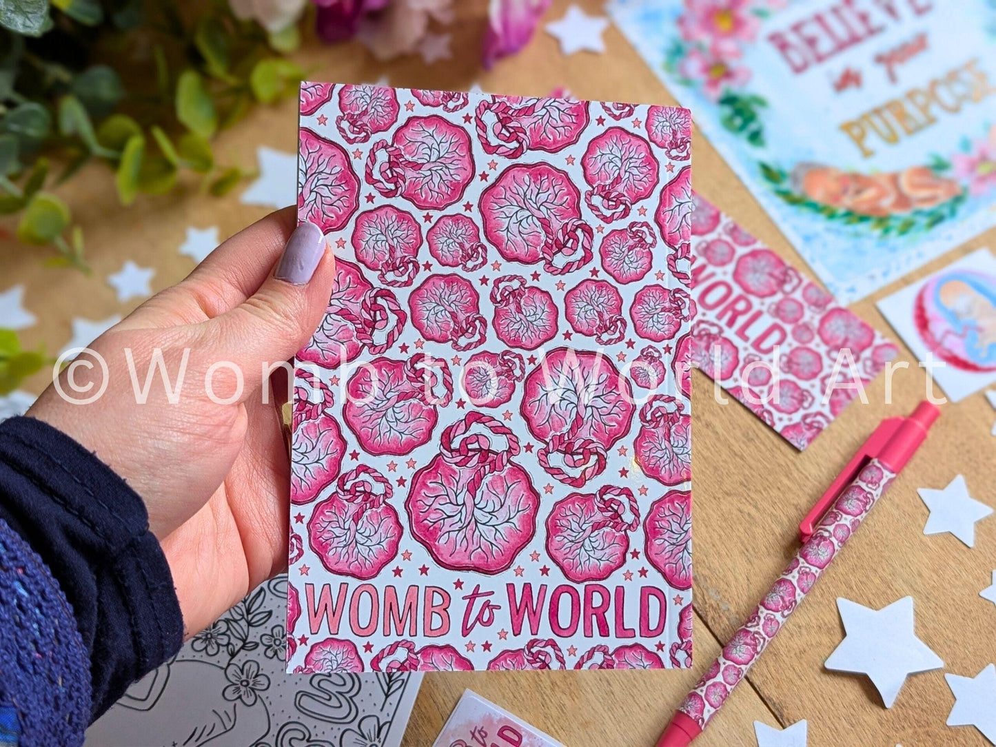 Student Midwife Placenta Notebook, Pen, Bookmark & Stickers