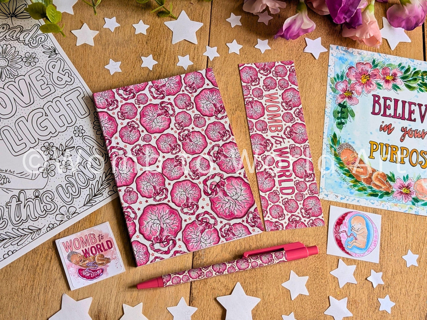 Student Midwife Placenta Notebook, Pen, Bookmark & Stickers