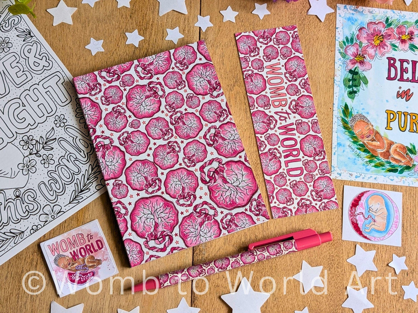 Student Midwife Placenta Notebook, Pen, Bookmark & Stickers