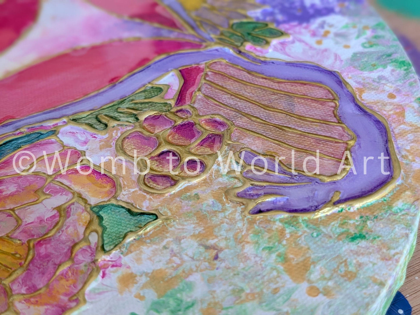 Womb Art Resin 3D Canvas Painting | Floral Uterus Anatomy Art | Hot Glue Acrylic | Divine Feminine
