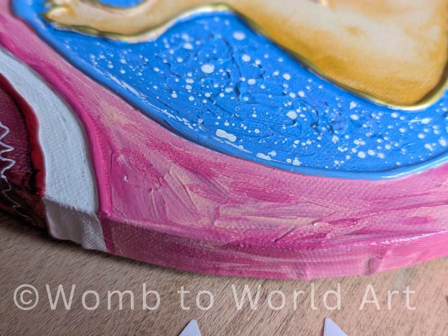 Baby in the Womb 3D Acrylic Canvas Painting | Circular Fetus Hot Glue Pregnancy Texture Art