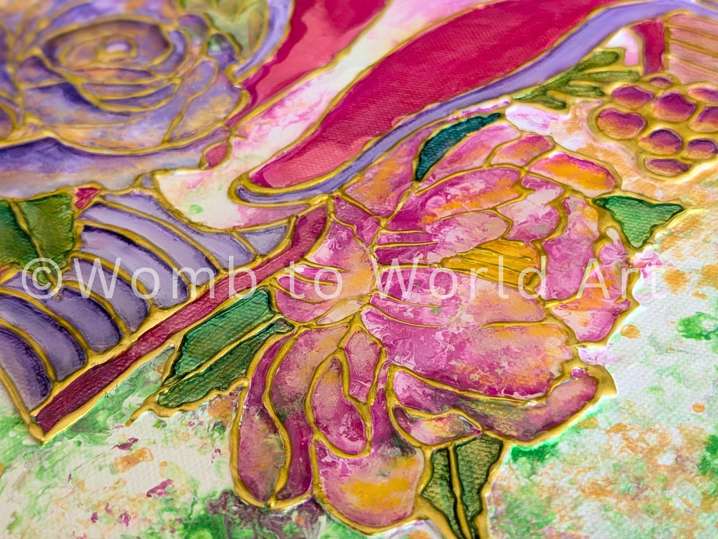 Womb Art Resin 3D Canvas Painting | Floral Uterus Anatomy Art | Hot Glue Acrylic | Divine Feminine