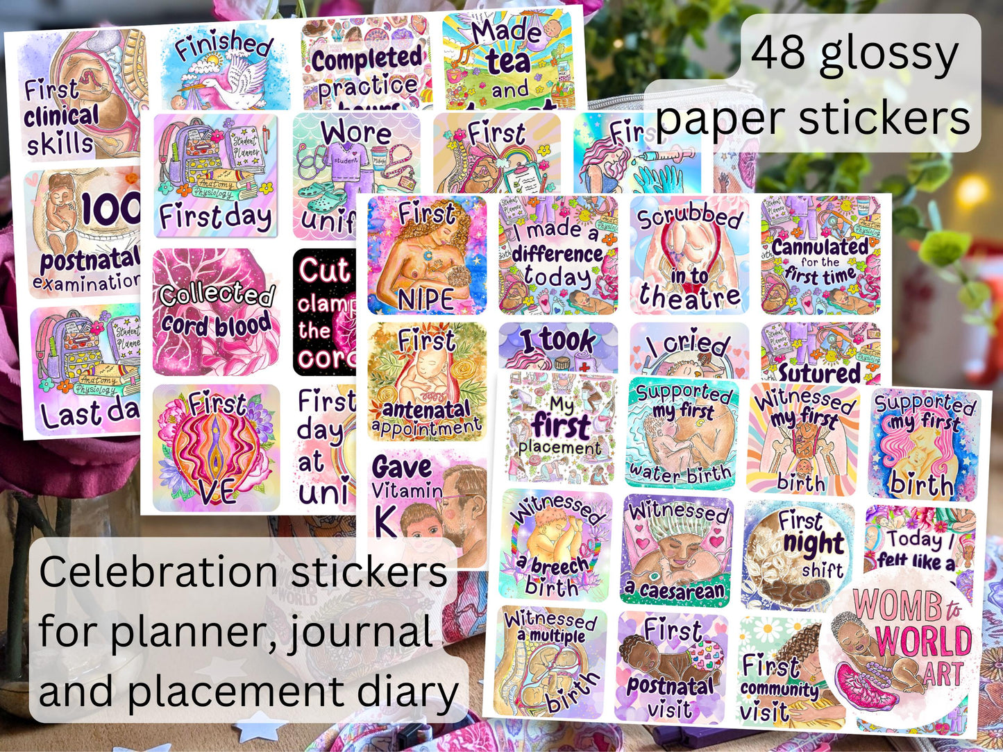 Student midwife birth register logbook and sticker set