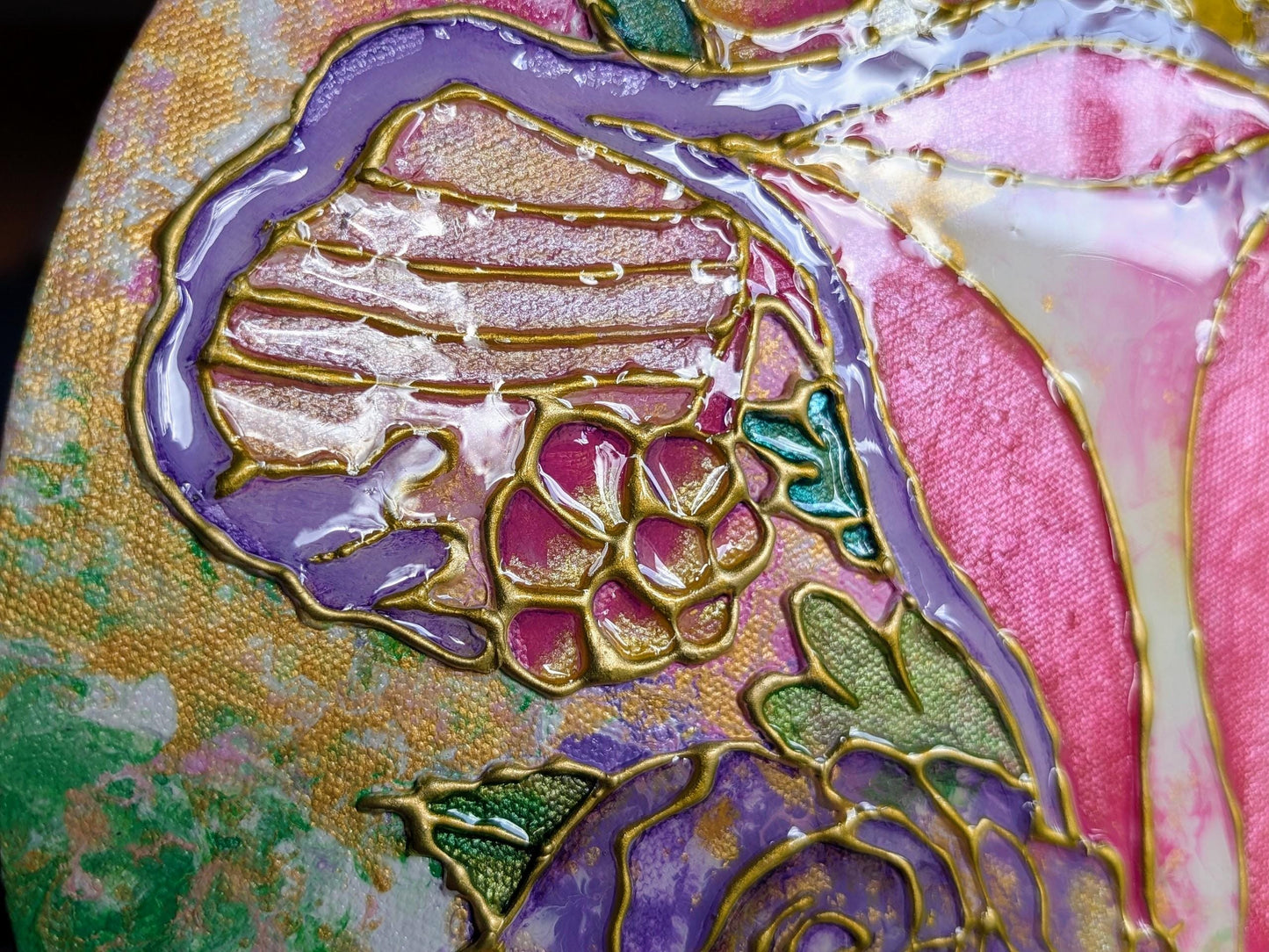Womb Art Resin 3D Canvas Painting | Floral Uterus Anatomy Art | Hot Glue Acrylic | Divine Feminine