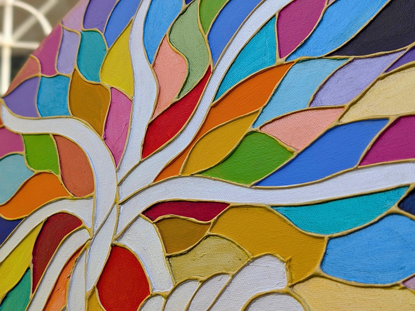 Rainbow 3D Placenta Canvas Acrylic Painting | Hot Glue Metallic Acrylic Art | Womb to World Art