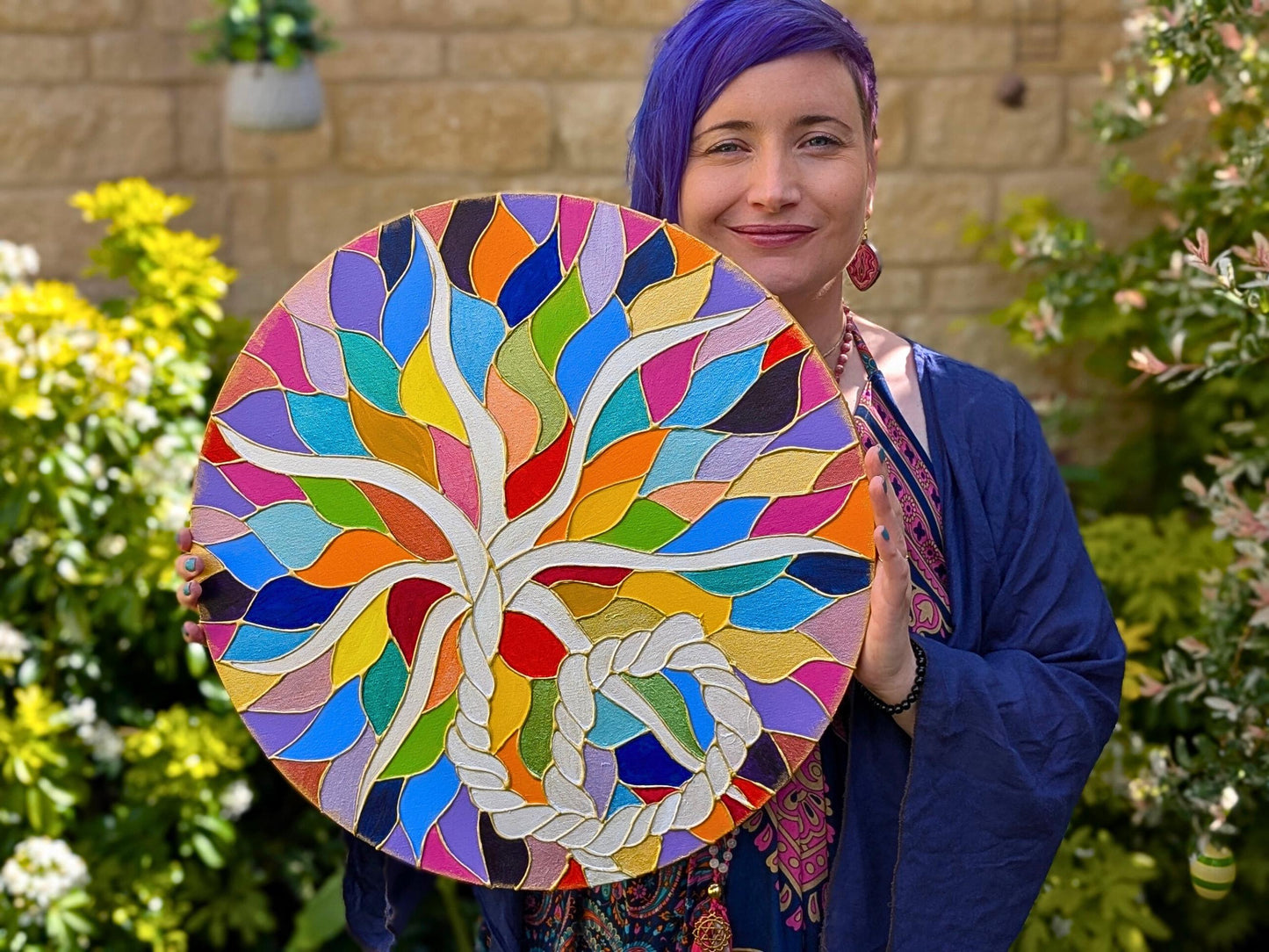 Rainbow 3D Placenta Canvas Acrylic Painting | Hot Glue Metallic Acrylic Art | Womb to World Art