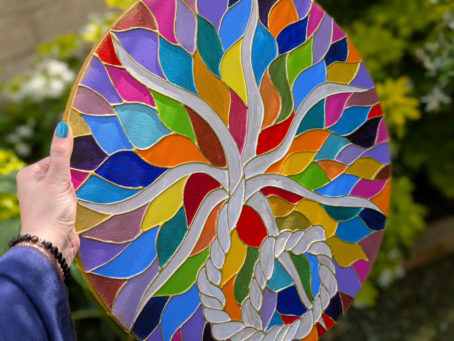 Rainbow 3D Placenta Canvas Acrylic Painting | Hot Glue Metallic Acrylic Art | Womb to World Art