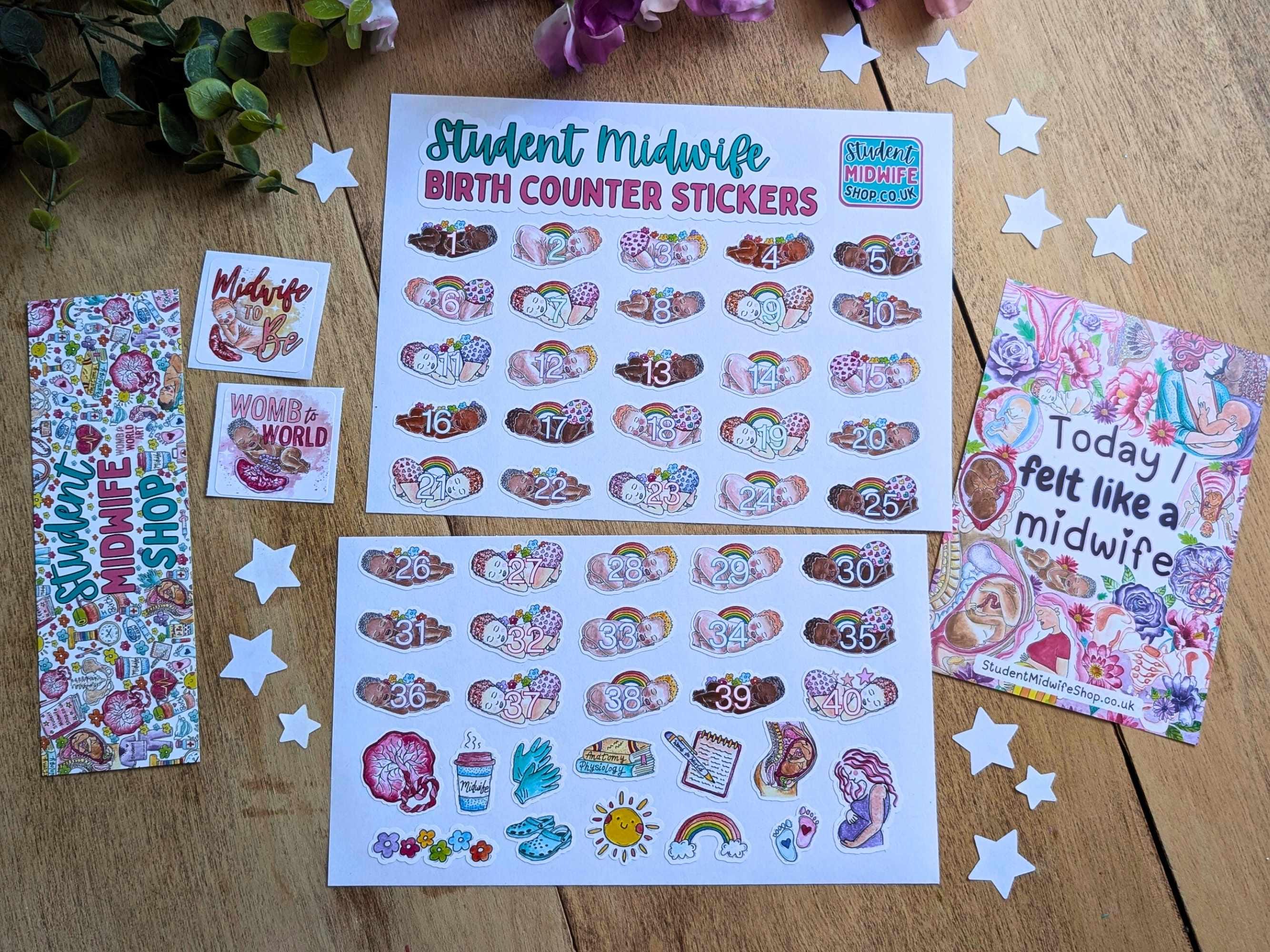Student Midwife Birth Counter Stickers: Planner & Notebook Stickers ...