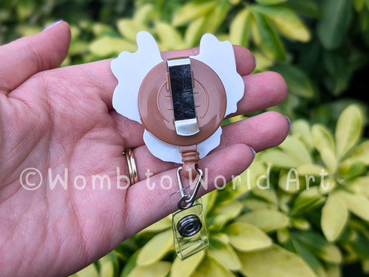 Doula Badge Reel: Watercolor Baby Art, Eco Plastic ID Holder