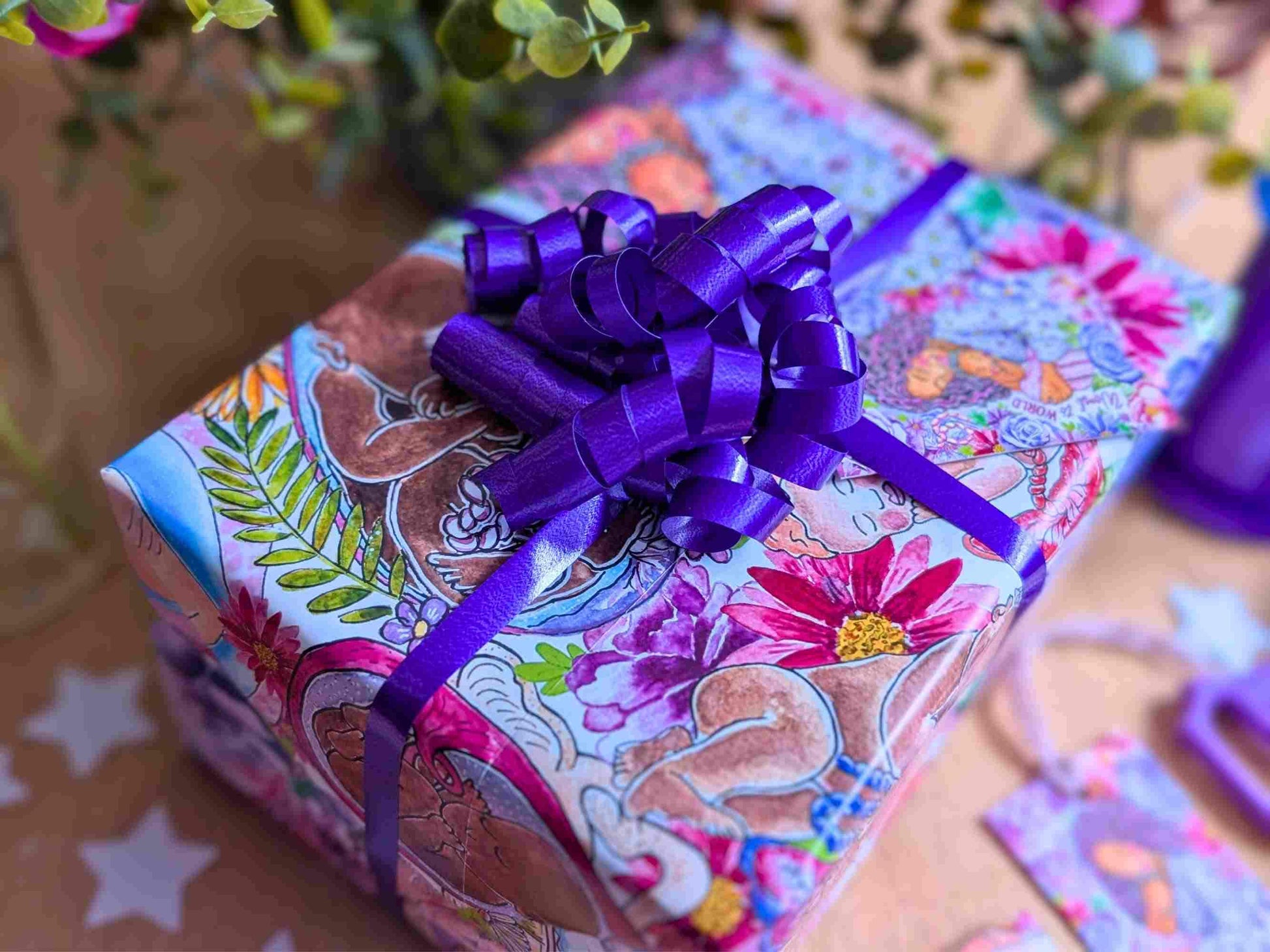 Gift Wrap Set: Motherhood & Pregnancy Womb to World A2 Wrapping Paper Set for Pregnant and New Mamas, Doula Gifts and Midwives