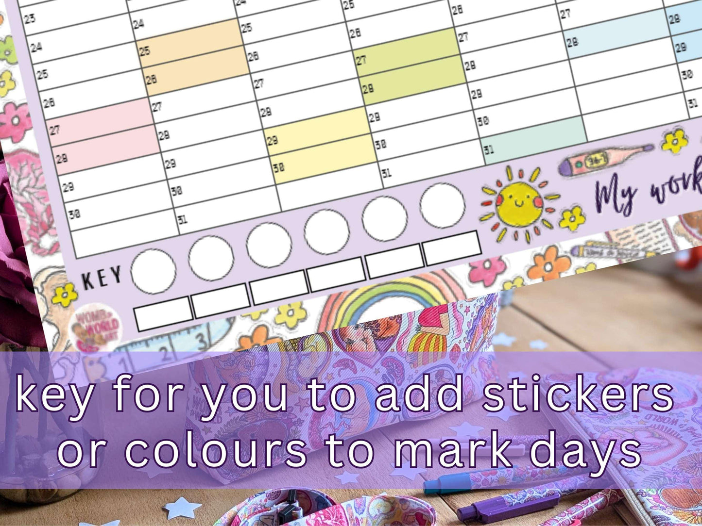 Student Midwife A2 Wall Planner: 2026 / Undated Academic Calendar + Planner Stickers