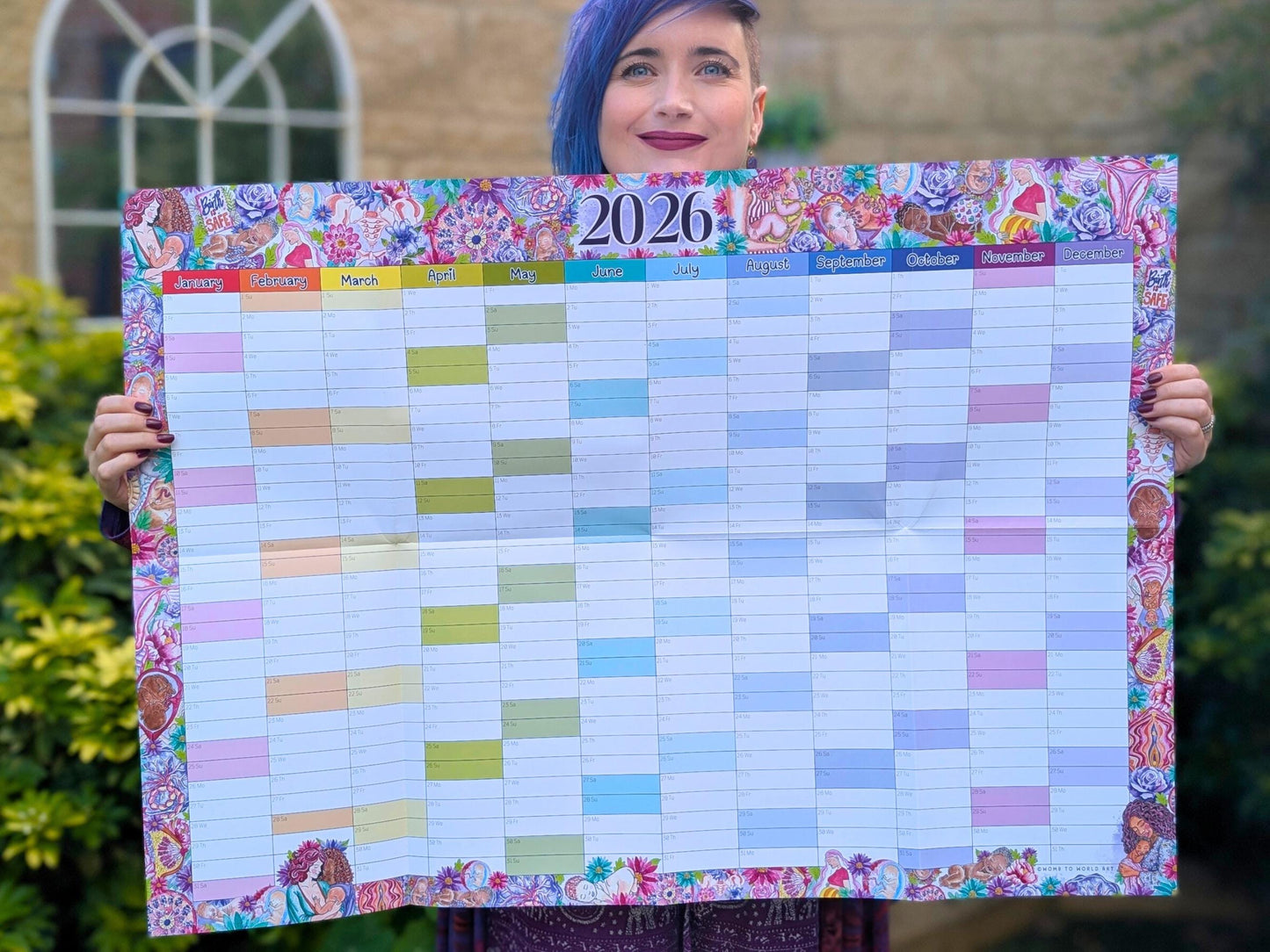 Womb to World 2026 Wall Planner: A1 Calendar for Doulas, Birthworkers, Midwives and Lactation Consultants with Original Motherhood Art