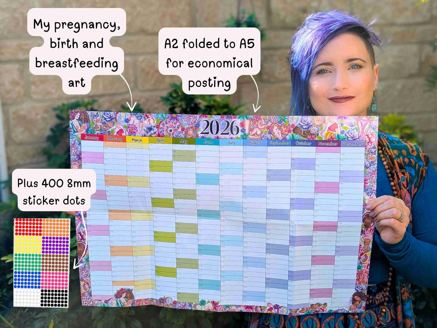Womb to World 2026 Wall Planner: A2 Calendar for Doulas, Birthworkers, Midwives and Lactation Consultants with Original Motherhood Art