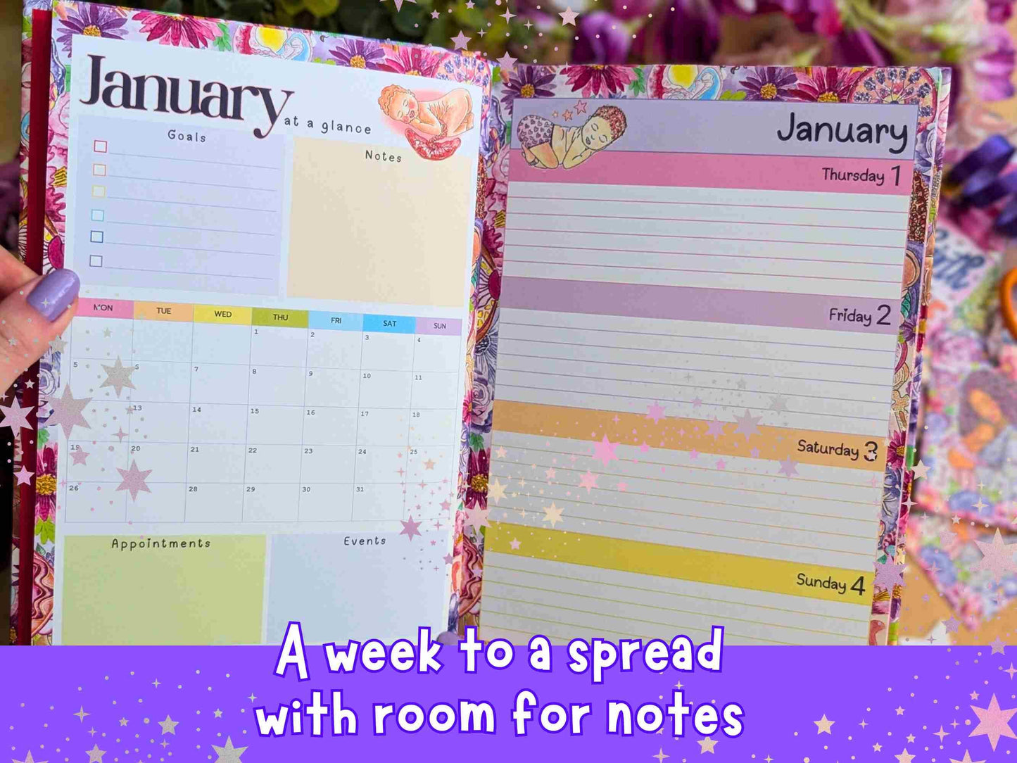 Womb to World 2026 Diary: Hardback Pregnancy Christmas Gift for Doula, Birthworker, New Mother, Midwife and Breastfeeding Supporters