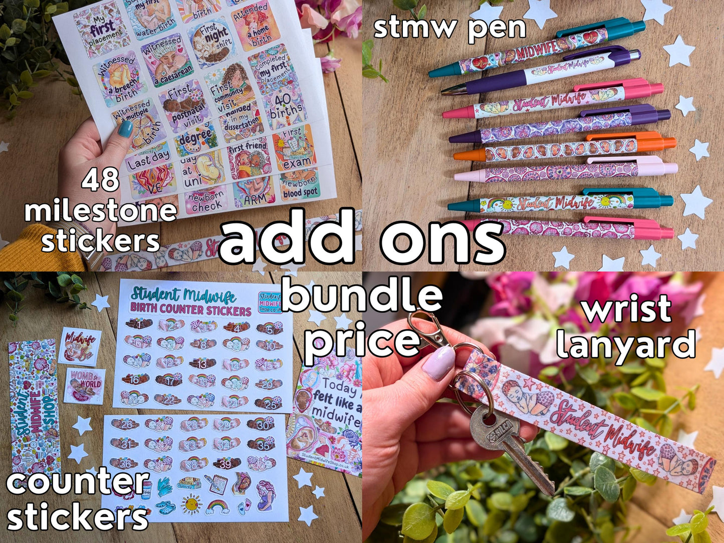 Student Midwife A2 Wall Planner: 2026 / Undated Academic Calendar + Planner Stickers