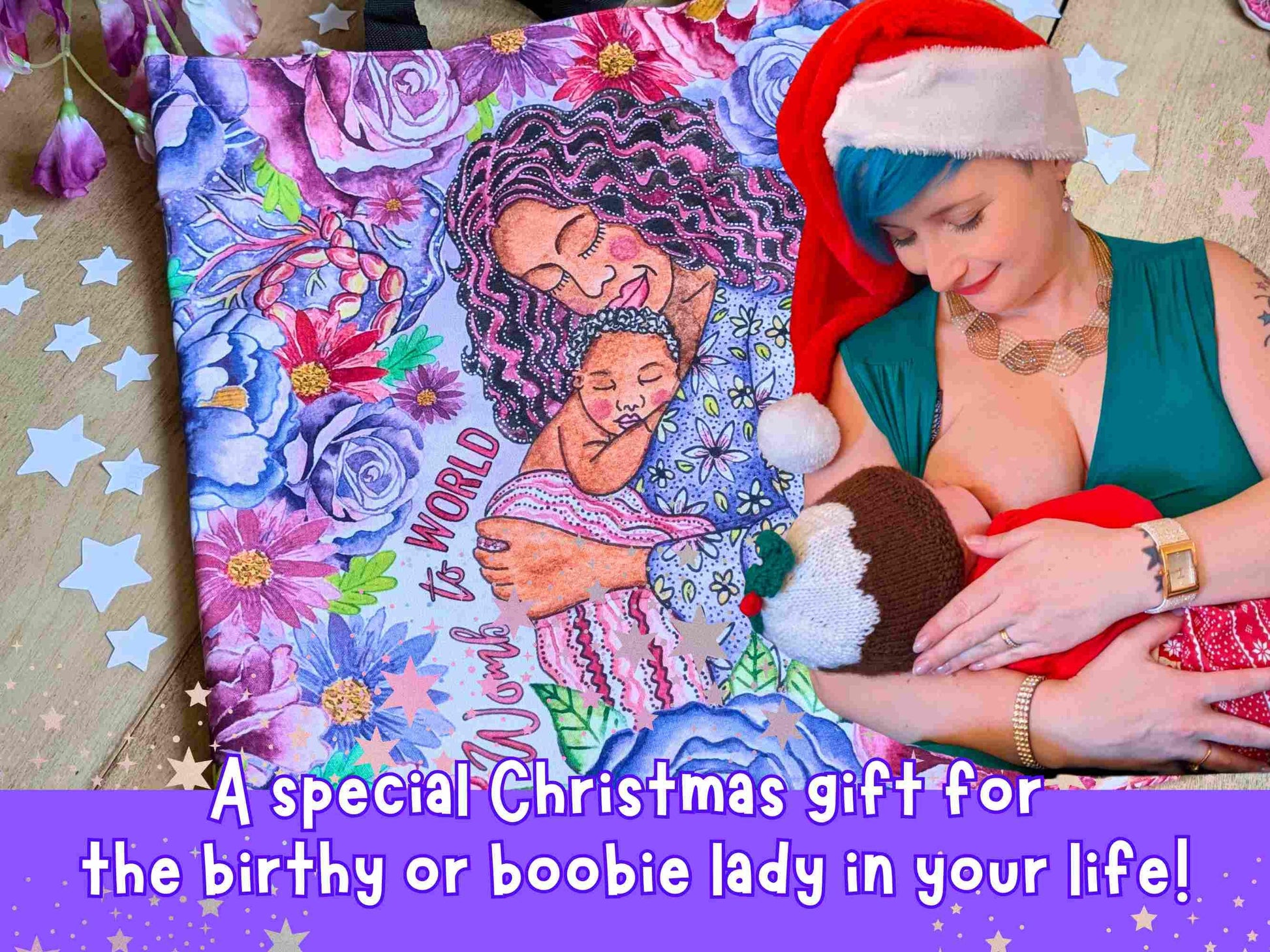 Womb to World Tote Bag: Mother and Baby Watercolour Bag for Doulas, Birthworkers and New Mamas