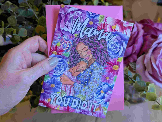 Birth Congratulations Card | Mother's Day | New Baby Card | Doula Cards | New Mother Card | Mama You Did It | Home Birth Mama