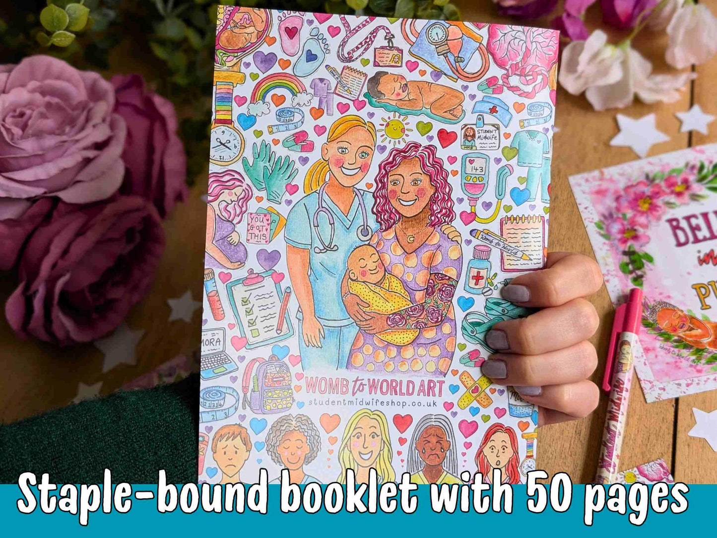 Student Midwife Placement Reflection A5 Journal: 50 Guided Pages for Placement Notebook by Womb to World Art
