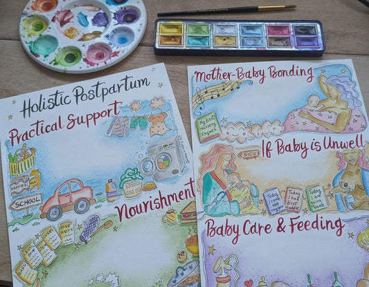 Visual Postpartum Plan Template: Illustrated Doula Handouts for Postnatal Education (PDF Download)